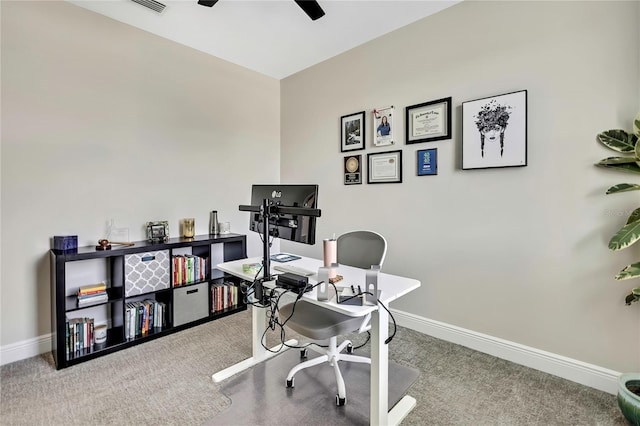 1669 Feather Grass Loop, Lutz, FL 33558 - home office with a ceiling fan and carpet flooring