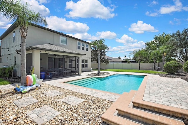 1669 Feather Grass Loop, Lutz, FL 33558 - view of pool with a sunroom, a patio area, and ceiling fan