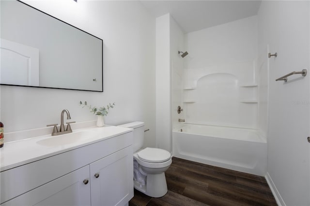 9110 Lantern Oak Way, Land O Lakes, FL 34638 - bathroom with vanity, wood finished floors, and shower / bath combination