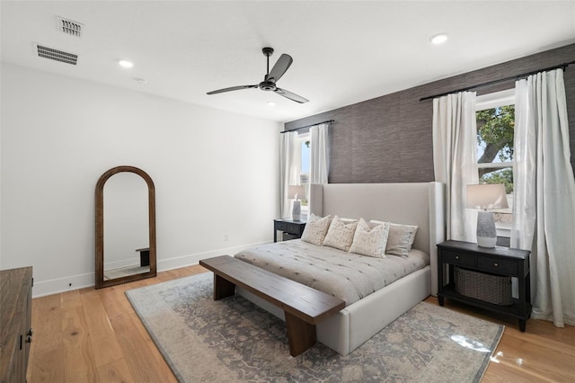 4114 W Neptune St, Tampa, FL 33629 - bedroom with light wood-style flooring, recessed lighting, and ceiling fan