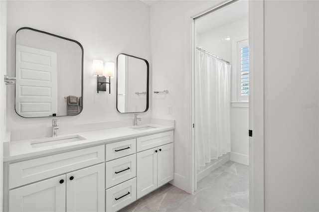 4114 W Neptune St, Tampa, FL 33629 - full bath featuring marble finish flooring, double vanity, and shower / bath combo
