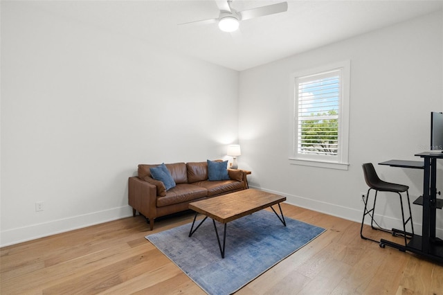 4114 W Neptune St, Tampa, FL 33629 - living room with a ceiling fan and light wood-style flooring