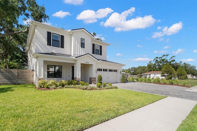 4114 W Neptune St, Tampa, FL 33629 - modern inspired farmhouse featuring board and batten siding, a garage, and concrete driveway