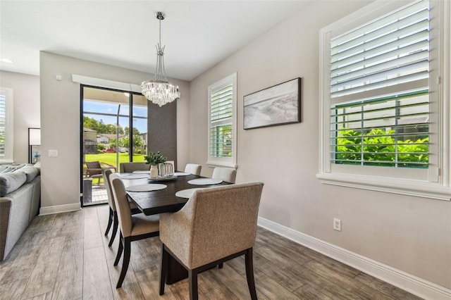 11519 Crowned Sparrow Ln, Tampa, FL 33626 - dining space with wood finished floors and a chandelier