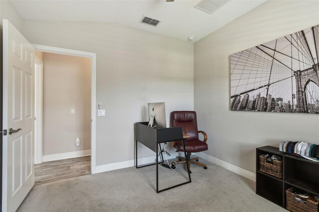 11519 Crowned Sparrow Ln, Tampa, FL 33626 - carpeted office featuring baseboards and lofted ceiling