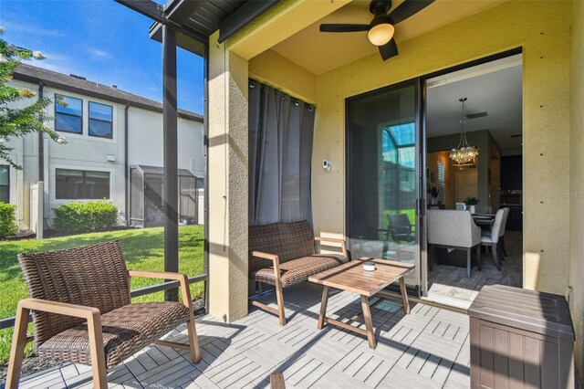 11519 Crowned Sparrow Ln, Tampa, FL 33626 - wooden terrace featuring ceiling fan