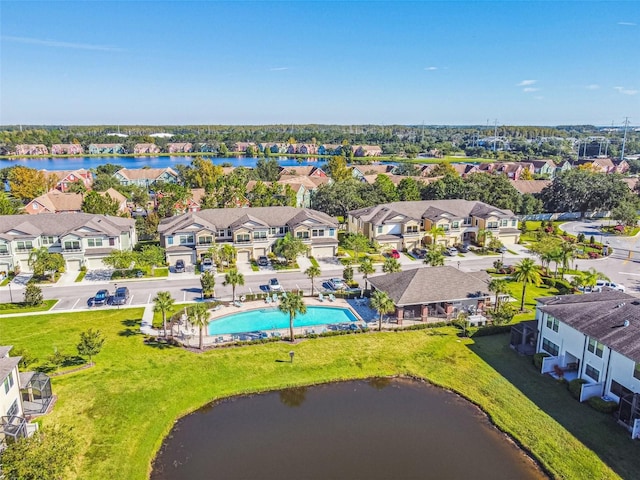 11519 Crowned Sparrow Ln, Tampa, FL 33626 - aerial view of residential area with a pool area and a nearby body of water
