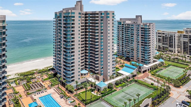1540 Gulf Blvd Unit 2107, Clearwater Beach, FL 33767 - bird's eye view of a pool area and a nearby body of water