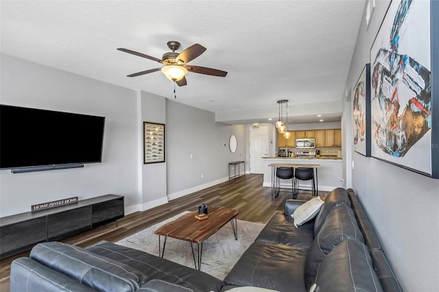 1108 N Franklin St Unit 602, Tampa, FL 33602 - living area featuring wood finished floors and ceiling fan