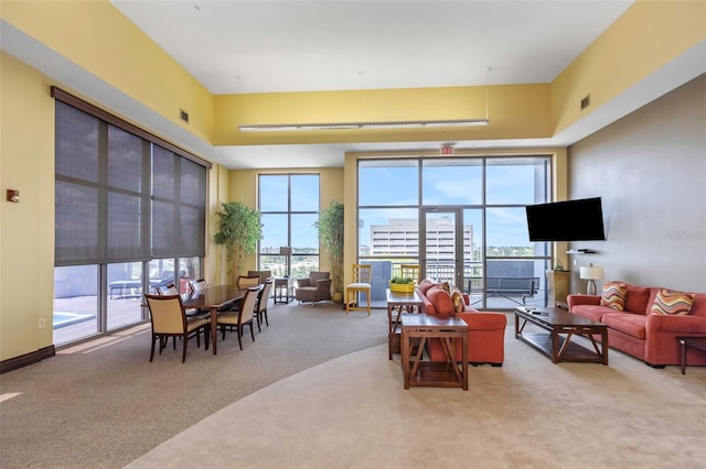 1108 N Franklin St Unit 602, Tampa, FL 33602 - carpeted living room with a towering ceiling
