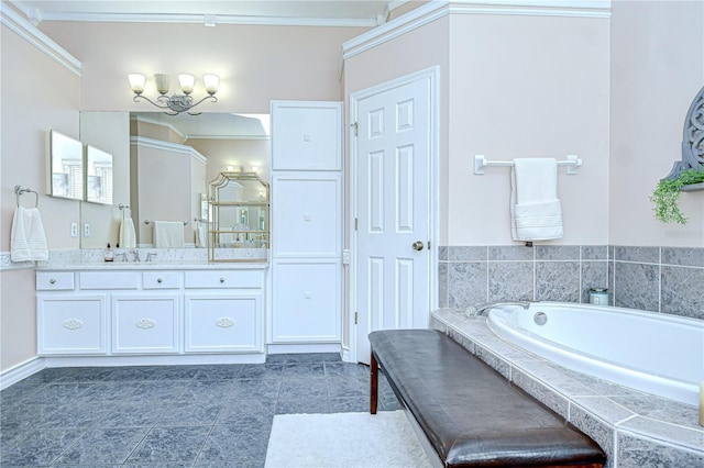 19307 Wind Dancer St, Lutz, FL 33558 - full bath featuring ornamental molding, vanity, and a bath