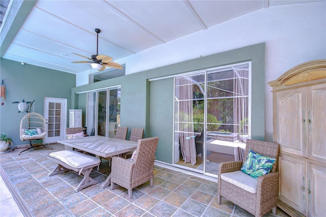 19307 Wind Dancer St, Lutz, FL 33558 - view of patio / terrace with a ceiling fan and outdoor dining area