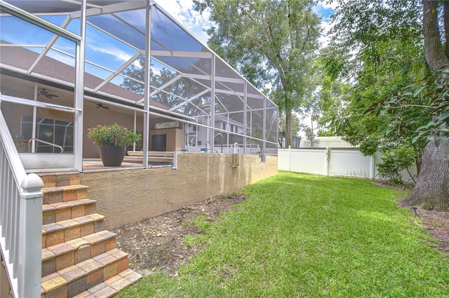 2504 Oak Landing Dr, Brandon, FL 33511 - view of yard with ceiling fan and a lanai