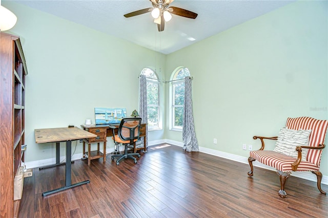 2504 Oak Landing Dr, Brandon, FL 33511 - office space with a ceiling fan and wood finished floors