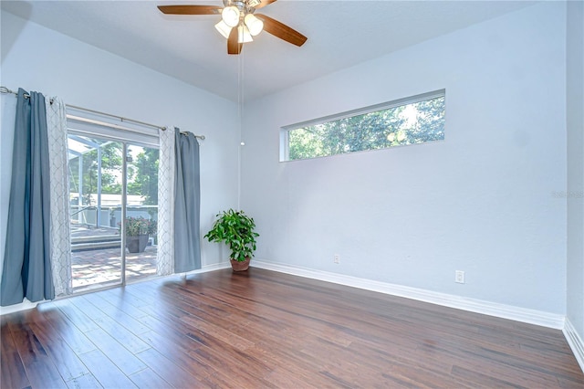 2504 Oak Landing Dr, Brandon, FL 33511 - spare room with healthy amount of natural light, wood finished floors, and a ceiling fan