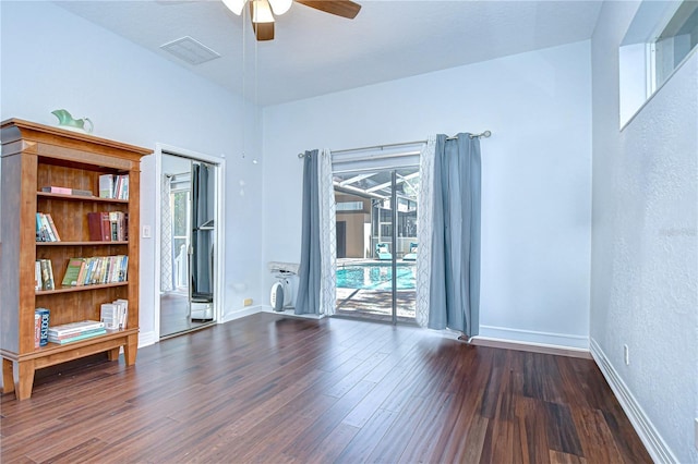 2504 Oak Landing Dr, Brandon, FL 33511 - unfurnished room featuring a ceiling fan and wood finished floors