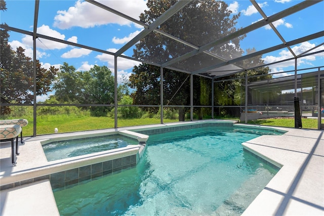 886 Suffolk Pl, Davenport, FL 33896 - view of pool featuring a patio area, a pool with connected hot tub, and a lanai