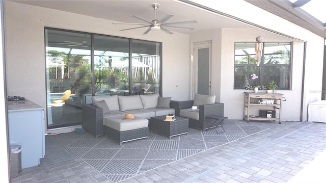 4957 Seafoam Trl, Bradenton, FL 34211 - view of patio with ceiling fan and an outdoor hangout area