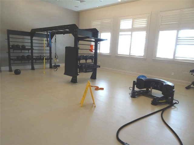 4957 Seafoam Trl, Bradenton, FL 34211 - workout room featuring baseboards