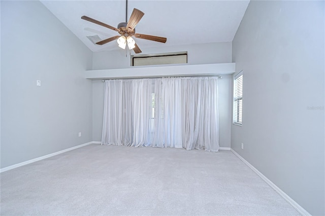 512 Pinewalk Dr, Brandon, FL 33510 - empty room with carpet floors, lofted ceiling, and a ceiling fan