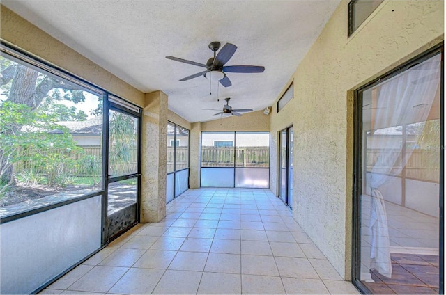 512 Pinewalk Dr, Brandon, FL 33510 - unfurnished sunroom featuring plenty of natural light, lofted ceiling, and a ceiling fan