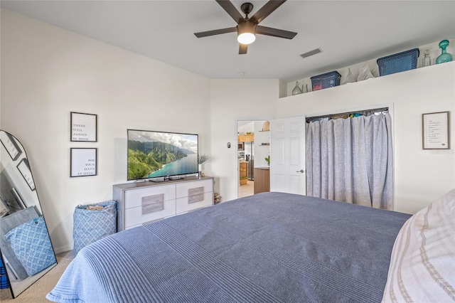 11830 Autumn Creek Dr, Riverview, FL 33569 - bedroom featuring light colored carpet and a ceiling fan