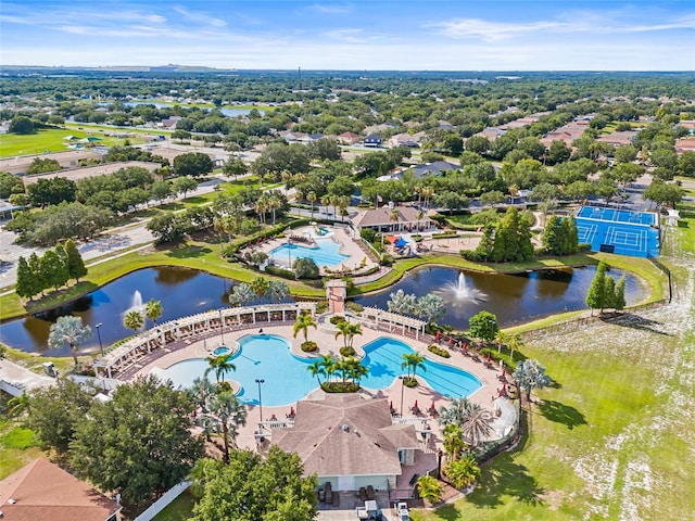 11830 Autumn Creek Dr, Riverview, FL 33569 - bird's eye view of a pool area and a large body of water