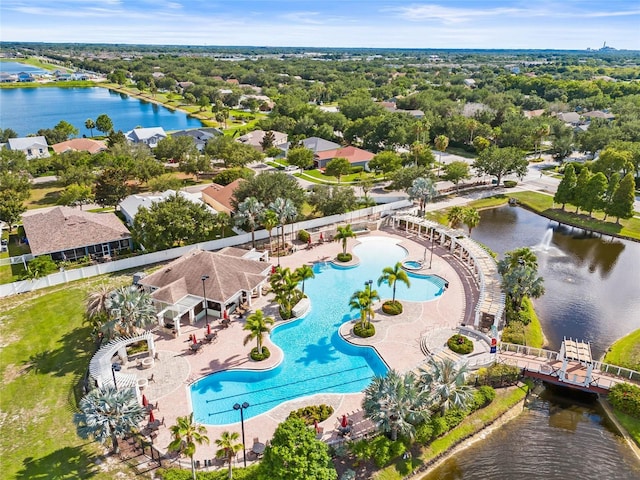 11830 Autumn Creek Dr, Riverview, FL 33569 - drone / aerial view of a pool area and a nearby body of water