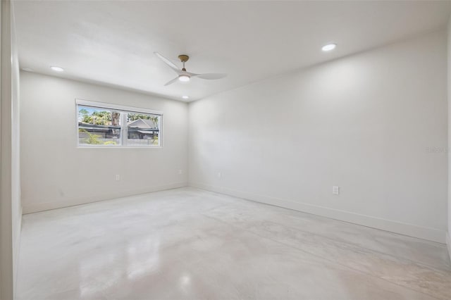 3197 Walnut St NE, Saint Petersburg, FL 33704 - empty room featuring ceiling fan, concrete floors, and recessed lighting