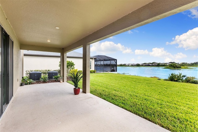 12821 Satin Lily Dr, Riverview, FL 33579 - view of patio / terrace with a water view