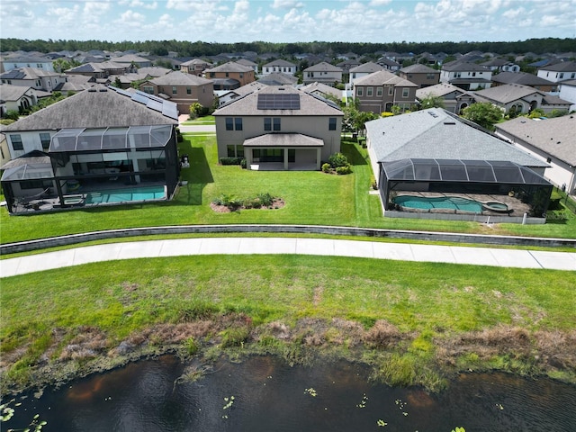 12821 Satin Lily Dr, Riverview, FL 33579 - aerial view of residential area featuring a large body of water