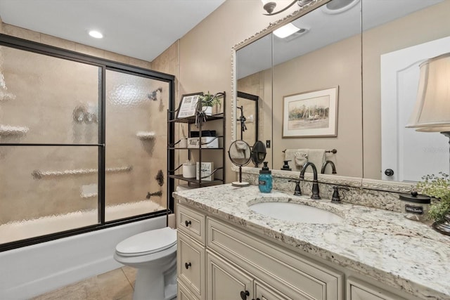 10584 N Dawnflower Pt, Crystal River, FL 34428 - bathroom with vanity, shower / bath combination with glass door, and tile patterned flooring