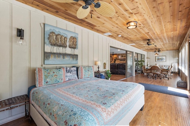 10584 N Dawnflower Pt, Crystal River, FL 34428 - bedroom featuring wood ceiling, hardwood / wood-style flooring, and a decorative wall