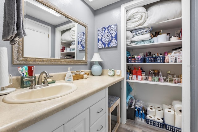 12234 Cider Mill Ln, Hudson, FL 34667 - bathroom with vanity and wood finished floors
