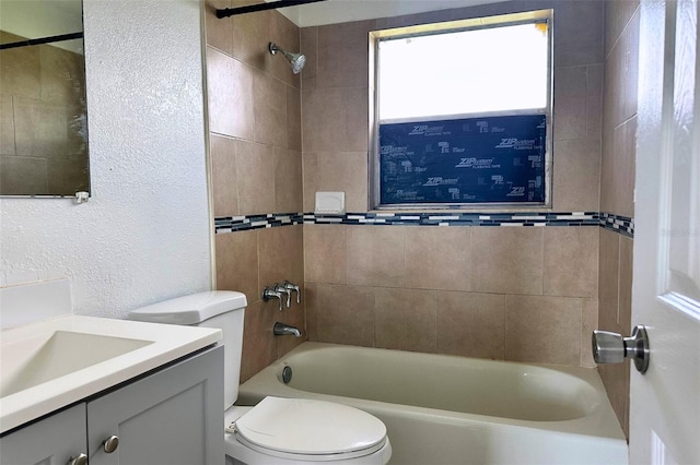 5016 S 86th St, Tampa, FL 33619 - bathroom featuring vanity,  shower combination, and a textured wall