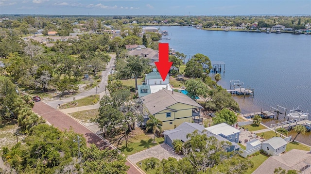 739 Chesapeake Dr, Tarpon Springs, FL 34689 - aerial view of residential area featuring a nearby body of water
