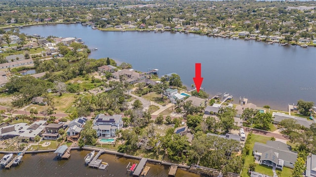 739 Chesapeake Dr, Tarpon Springs, FL 34689 - aerial view of property's location featuring nearby suburban area and a large body of water