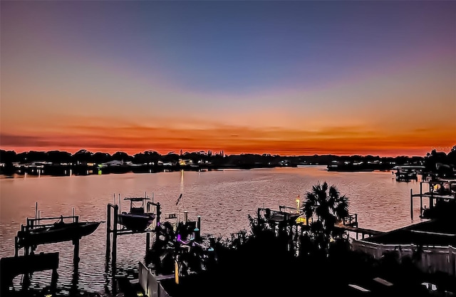 739 Chesapeake Dr, Tarpon Springs, FL 34689 - dock area with boat lift and a water view