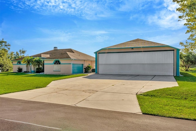 11908 Pilot Country Dr, Spring Hill, FL 34610 - view of front of house featuring a front lawn, a detached garage, and stucco siding