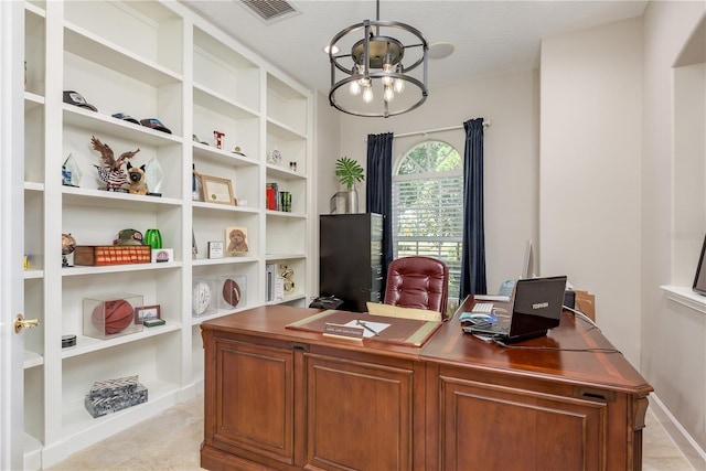 3042 Wentworth Way, Tarpon Springs, FL 34688 - office space with a chandelier and light tile patterned floors