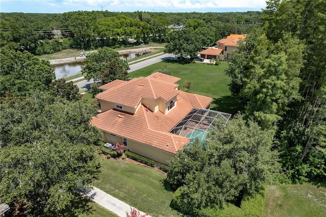 3042 Wentworth Way, Tarpon Springs, FL 34688 - view from above of property featuring a forest and a nearby body of water