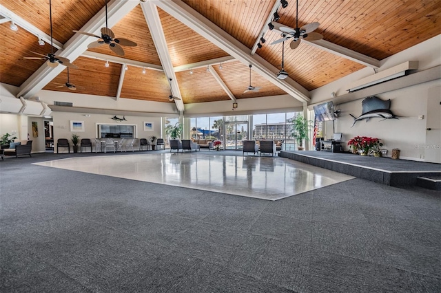 10351 Regal Dr Unit 24, Largo, FL 33774 - building lobby featuring a wooden ceiling with exposed beams and high vaulted ceiling