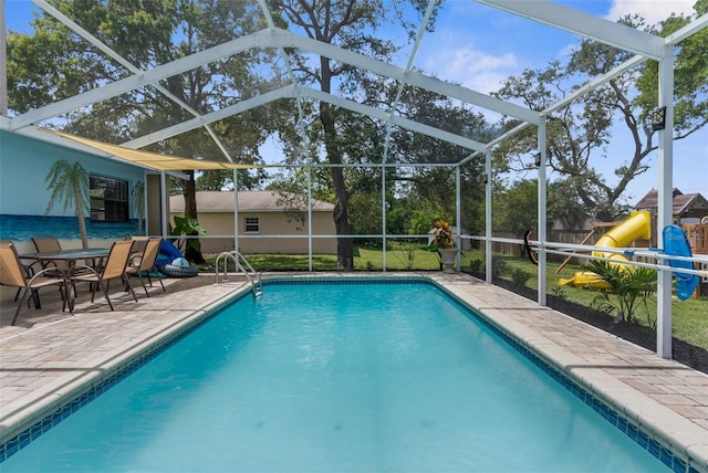 5112 Odin St, Spring Hill, FL 34608 - swimming pool featuring a patio, a playground, and a lanai