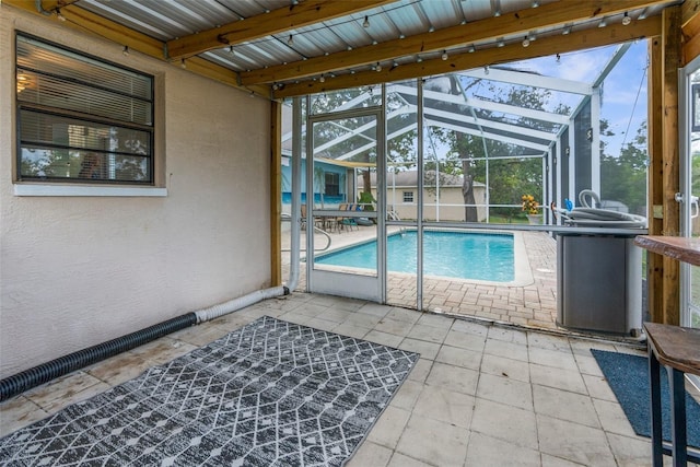 5112 Odin St, Spring Hill, FL 34608 - swimming pool with a patio area, a shed, and a lanai