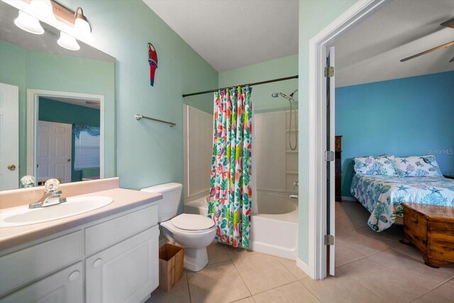 10764 70th Ave Unit 4305, Seminole, FL 33772 - ensuite bathroom featuring shower / tub combo, vanity, a ceiling fan, and tile patterned flooring