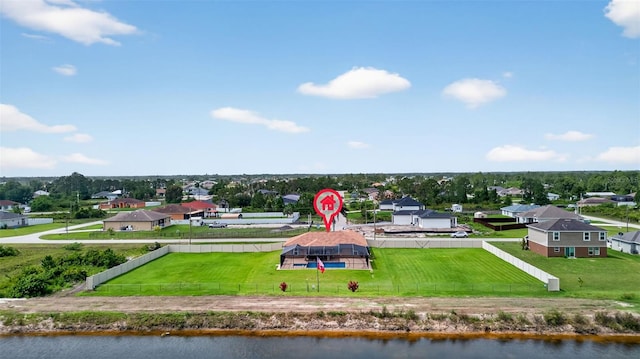 125 Paddock St, Lehigh Acres, FL 33974 - aerial perspective of suburban area featuring a large body of water