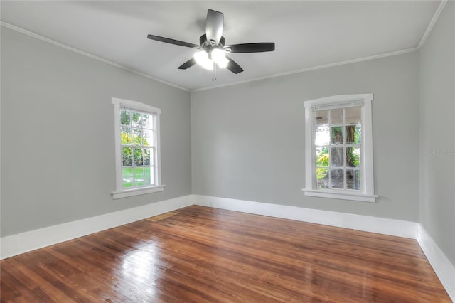 720 Woodward St, Lakeland, FL 33803 - spare room with ceiling fan, crown molding, and wood finished floors