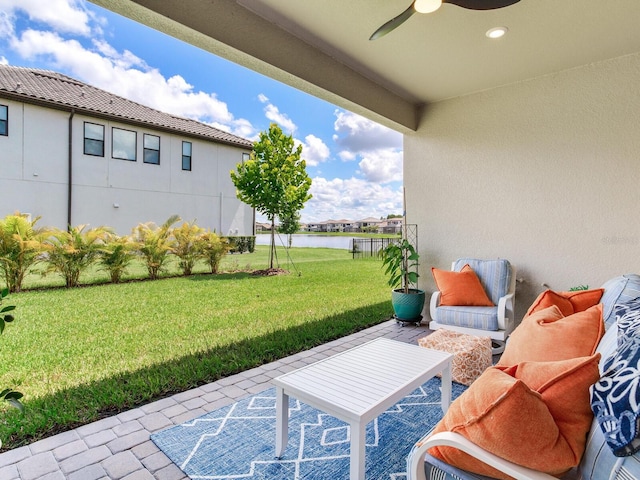6057 Marsh Trail Dr, Odessa, FL 33556 - view of patio / terrace featuring an outdoor hangout area and ceiling fan