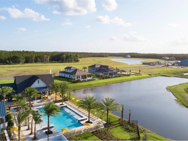 6057 Marsh Trail Dr, Odessa, FL 33556 - outdoor pool with a diving board and a water view