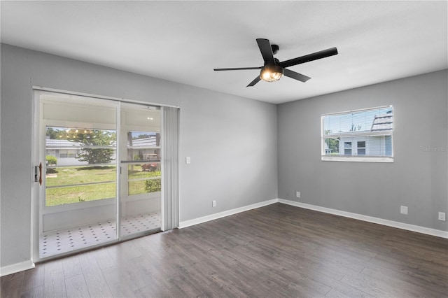 201 Bedford St Unit 79, Sun City Center, FL 33573 - unfurnished room with healthy amount of natural light, ceiling fan, and wood finished floors